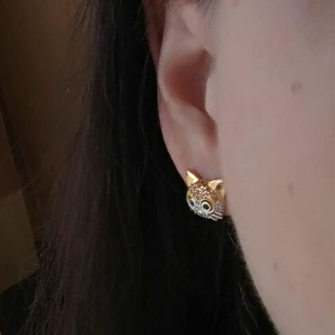 U7 Cat Stud Earrings Silver/Black/Silver/Gold Color,Birthstone Kitten Earrings, BarFaux Pearl Earrings Set, Women Teen Girls Gift in Saudi Arabia