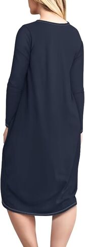 Xhuibop Women Night Gown Dresses Knee Length Dress with Pockets Sleepwear Pajamas in Kuwait