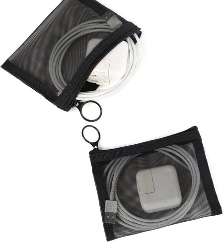 patu Mini Zipper Mesh Bags, 4" x 5", Size S / A7, 5 Pieces, Beauty Makeup Lipstick Cosmetic Accessories Organizer, Small Travel Kit Storage Pouch, Black in Saudi Arabia