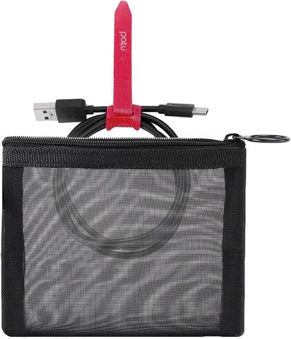 patu Mini Zipper Mesh Bags, 4" x 5", Size S / A7, 5 Pieces, Beauty Makeup Lipstick Cosmetic Accessories Organizer, Small Travel Kit Storage Pouch, Black in Saudi Arabia