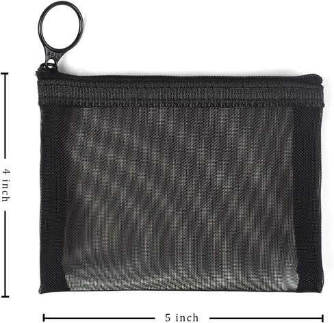 patu Mini Zipper Mesh Bags, 4" x 5", Size S / A7, 5 Pieces, Beauty Makeup Lipstick Cosmetic Accessories Organizer, Small Travel Kit Storage Pouch, Black in Saudi Arabia