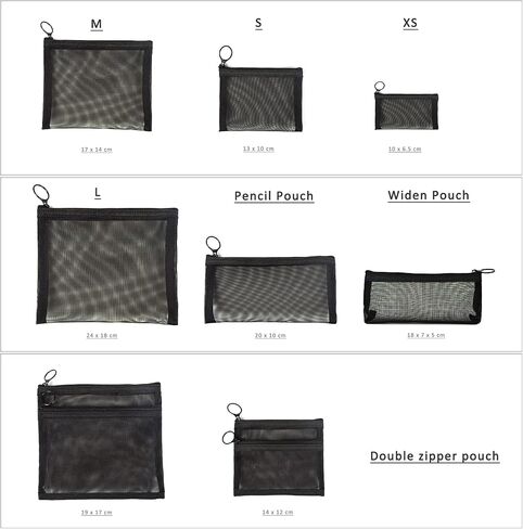 patu Mini Zipper Mesh Bags, 4" x 5", Size S / A7, 5 Pieces, Beauty Makeup Lipstick Cosmetic Accessories Organizer, Small Travel Kit Storage Pouch, Black in Saudi Arabia