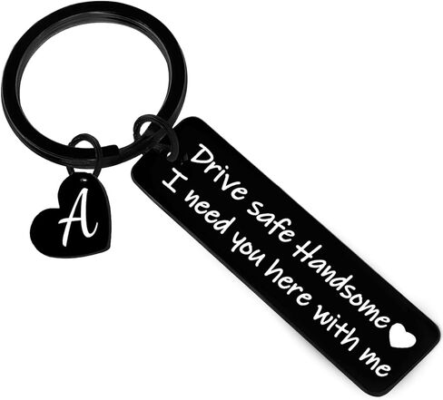 Gifts For Men Drive Safe Handsome Mens Gifts For Him Dad Husband Boyfriend Gifts Initial Keychain Birthday Christmas Gift in Saudi Arabia