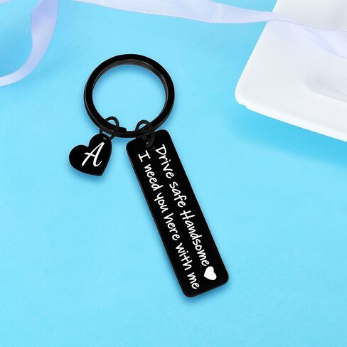 Gifts For Men Drive Safe Handsome Mens Gifts For Him Dad Husband Boyfriend Gifts Initial Keychain Birthday Christmas Gift in Saudi Arabia