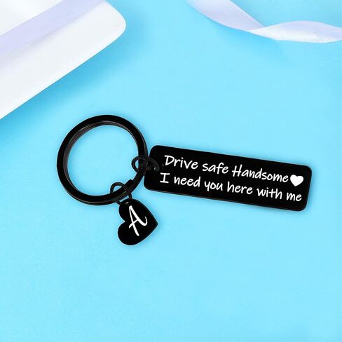Gifts For Men Drive Safe Handsome Mens Gifts For Him Dad Husband Boyfriend Gifts Initial Keychain Birthday Christmas Gift in Saudi Arabia