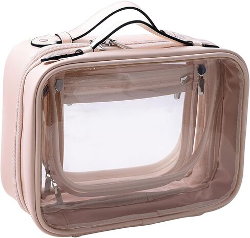 traveling toiletry Case large clear cosmetics case makeup bag (Beige, Small) in Kuwait