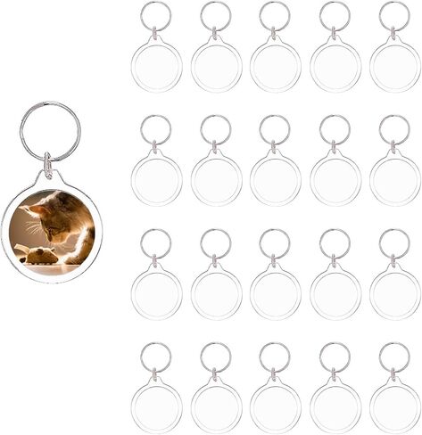 BetterJonny 20Pcs Acrylic picture Keychain Blanks Photo Keychain Clear in Photo Keychain Acrylic Picture Frame Keyrings in Saudi Arabia