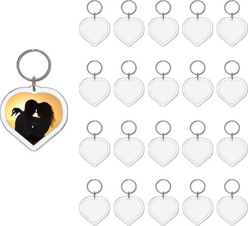 BetterJonny 20Pcs Acrylic picture Keychain Blanks Photo Keychain Clear in Photo Keychain Acrylic Picture Frame Keyrings in Saudi Arabia