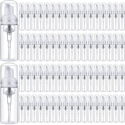 70 Pcs 2 oz Plastic Foam Soap Dispensers Refillable Lash Shampoo Bottles with Pump Mini Eyelash Cleaning Foam Bottle Dispenser for Refillable Travel Cosmetics (Transparent) in Saudi Arabia