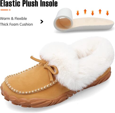إمرأة حذاء بدون كعب الثلوج أحذية الشتاء الدافئة حذاء من الجلد للنساء في الهواء الطلق الفراء اصطف الأحذية النسائية النعال in Kuwait
