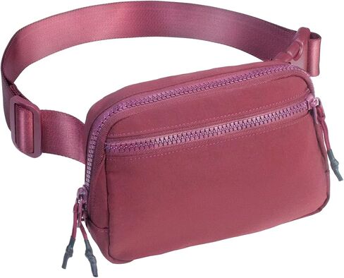 2-Way Zipper Fanny Pack for Women Men Mini Belt Bag Small Waist Bag Pouch Traveling Outdoor Hiking Running Casual Adjustable (0-Black) in Kuwait