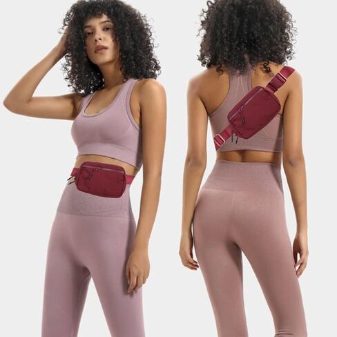 2-Way Zipper Fanny Pack for Women Men Mini Belt Bag Small Waist Bag Pouch Traveling Outdoor Hiking Running Casual Adjustable (0-Black) in Kuwait