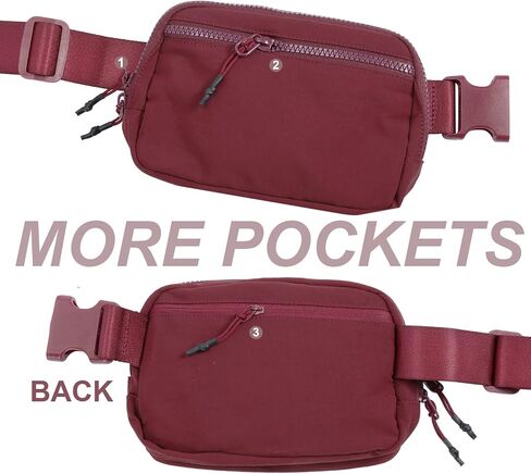 2-Way Zipper Fanny Pack for Women Men Mini Belt Bag Small Waist Bag Pouch Traveling Outdoor Hiking Running Casual Adjustable (0-Black) in Kuwait