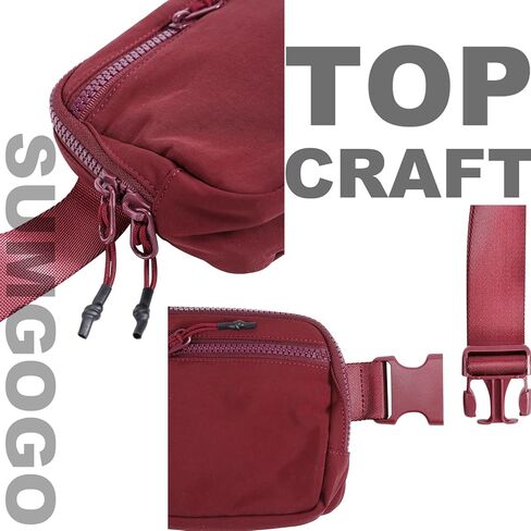 2-Way Zipper Fanny Pack for Women Men Mini Belt Bag Small Waist Bag Pouch Traveling Outdoor Hiking Running Casual Adjustable (0-Black) in Kuwait