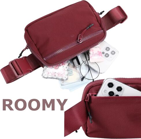 2-Way Zipper Fanny Pack for Women Men Mini Belt Bag Small Waist Bag Pouch Traveling Outdoor Hiking Running Casual Adjustable (0-Black) in Kuwait