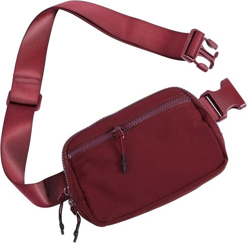 2-Way Zipper Fanny Pack for Women Men Mini Belt Bag Small Waist Bag Pouch Traveling Outdoor Hiking Running Casual Adjustable (0-Black) in Kuwait