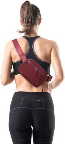 2-Way Zipper Fanny Pack for Women Men Mini Belt Bag Small Waist Bag Pouch Traveling Outdoor Hiking Running Casual Adjustable (0-Black) in Kuwait