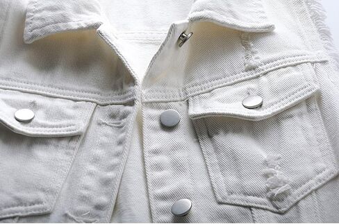 loveimgs Women's Fashion Sleeveless Regular Fit Lightweight Button Front Candy Color Ripped Denim Vest Jacket Pockets in Kuwait