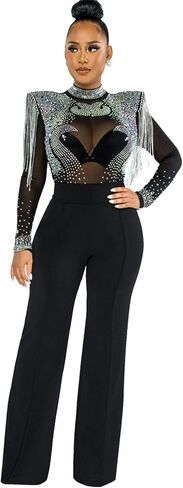 Womens Sexy Sleeveless O Neck Sequins Bodycon Party Clubwear Jumpsuit Rompers in Kuwait