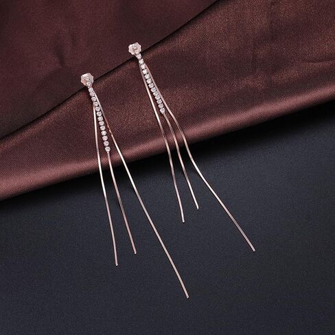 SLUYNZ 925 فضة تشيكوسلوفاكيا استرخى سلسلة أقراط للنساء في سن المراهقة الفتيات طويلة استرخى أقراط شرابة مع سلسلة ثعبان الظهر in Kuwait