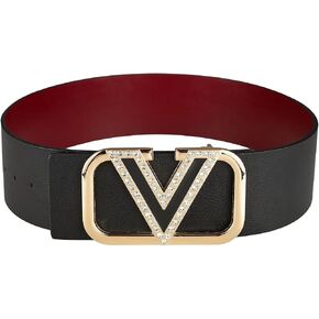 Women's Belt, Wide Belt Vintage Girdle Belt, Fashion V Gold Buckle Double-sided Leather Belts for Dress 2.8'' Wideth in Saudi Arabia