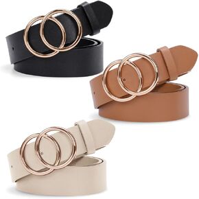 SUOSDEY Fashion Women Leather Belt for Dresses Jeans Pants With Classic Round Buckle in Kuwait