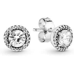 PANDORA Round Sparkle Stud Earrings - Classic Earrings for Women - Great Gift for Women - Made with Sterling Silver & Cubic Zirconia in Saudi Arabia