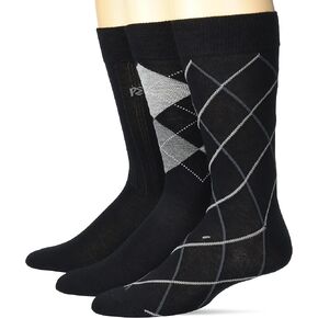 Perry Ellis Men's Portfolio Superior Soft Luxury Socks, 3-Pack, Argyle Black in Saudi Arabia