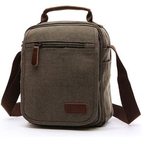 navor Small Vintage Multipurpose Canvas Crossbody Shoulder Bag Crossover Messenger Travel Work Bag Purse for Men Women -Gray