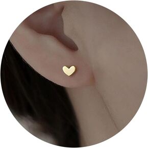 Mini Heart Stud Earrings, Hypoallergenic Tiny Small Cartilage Tragus Stud Earrings for Women Teens Girls Teens Silver/Gold in Saudi Arabia