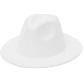 GEMVIE رجل إمرأة صوف فيدورا بنما قبعات واسعة حافة مسطحة تريلبي قبعة لباد حفلة شهم قبعة in Kuwait