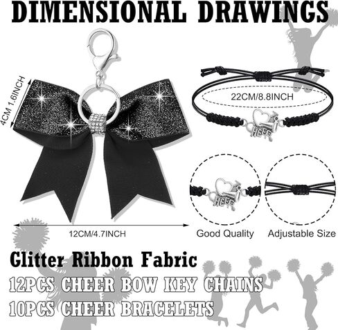 مجموعة هدايا المشجع 24 قطعة من نوسيني، سلسلة مفاتيح على شكل قوس، سلسلة مفاتيح للتشجيع مع أحجار الراين، سوار ساحر للتشجيع قابل للتعديل من أجل فريق التشجيع للفتيات المراهقات، ملحقات رياضية للتشجيع in Kuwait