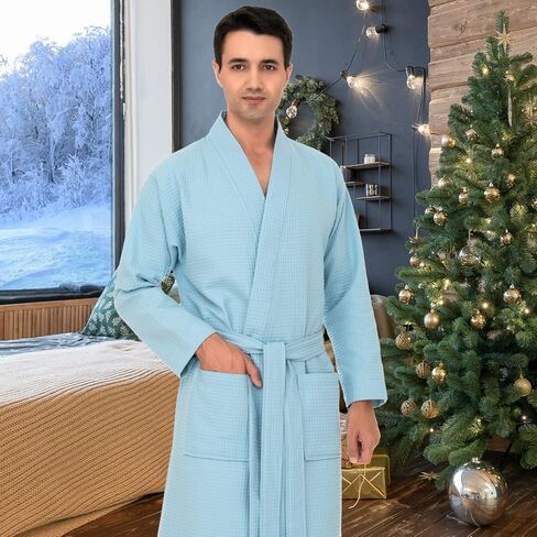 TowelSelections Men's Waffle Bathrobe 100% Cotton Soft Spa Kimono Bath Robe in Saudi Arabia