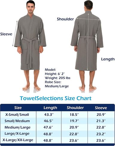 TowelSelections Men's Waffle Bathrobe 100% Cotton Soft Spa Kimono Bath Robe in Saudi Arabia