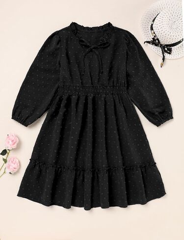 فساتين للفتيات فستان خريفي بأكمام طويلة بلون موحد للفتيات الصغيرات in Kuwait