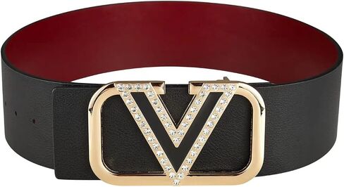Women's Belt, Wide Belt Vintage Girdle Belt, Fashion V Gold Buckle Double-sided Leather Belts for Dress 2.8'' Wideth in Saudi Arabia