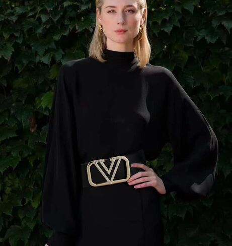 Women's Belt, Wide Belt Vintage Girdle Belt, Fashion V Gold Buckle Double-sided Leather Belts for Dress 2.8'' Wideth in Saudi Arabia