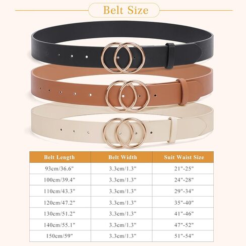 SUOSDEY Fashion Women Leather Belt for Dresses Jeans Pants With Classic Round Buckle in Kuwait