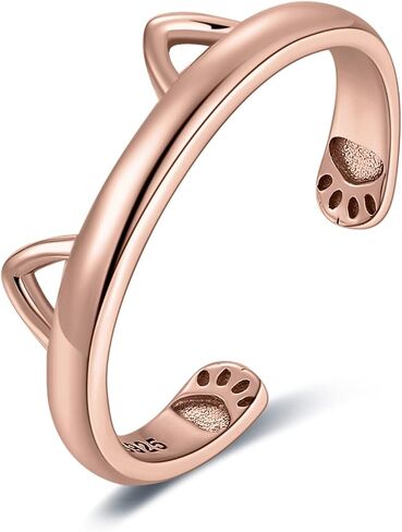 JewelryPalace لطيف القط مخلب مفتوحة حلقات قابلة للتعديل للنساء، جميل 14K الأبيض الأصفر ارتفع الذهب مطلي 925 خاتم الفضة الاسترليني لها، هدية الذكرى السنوية والمجوهرات لفتاة in Saudi Arabia
