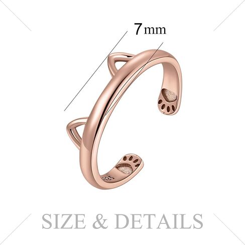 JewelryPalace لطيف القط مخلب مفتوحة حلقات قابلة للتعديل للنساء، جميل 14K الأبيض الأصفر ارتفع الذهب مطلي 925 خاتم الفضة الاسترليني لها، هدية الذكرى السنوية والمجوهرات لفتاة in Saudi Arabia
