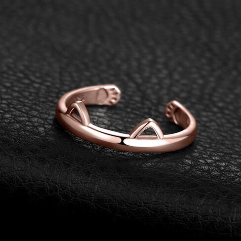JewelryPalace لطيف القط مخلب مفتوحة حلقات قابلة للتعديل للنساء، جميل 14K الأبيض الأصفر ارتفع الذهب مطلي 925 خاتم الفضة الاسترليني لها، هدية الذكرى السنوية والمجوهرات لفتاة in Saudi Arabia