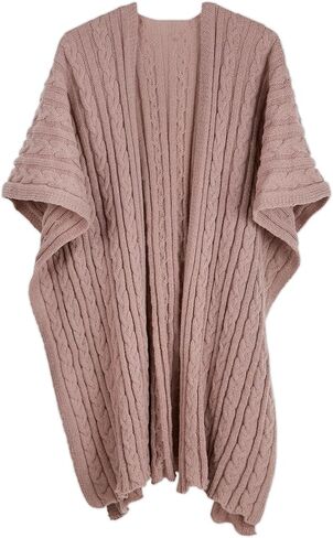 Hadley Wren womens Kenna Cable Knit Open Front Poncho Wrap in Saudi Arabia