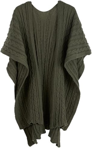 Hadley Wren womens Kenna Cable Knit Open Front Poncho Wrap in Saudi Arabia