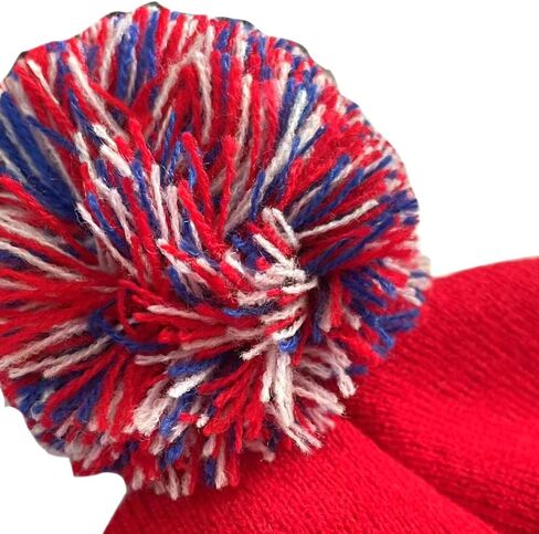 Dutern US Flag Buffalo City Football Embroidery Classic Pom Cuff Buffalo Beanie Hat Cuffed Winter Hat Knit Toque Skull Cap Red in Kuwait