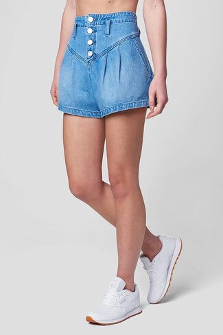 [BLANKNYC] Womens Luxury Clothing Denim Flare Shorts with Yoke and Pleat Details, Comfortable & Stylish in Saudi Arabia