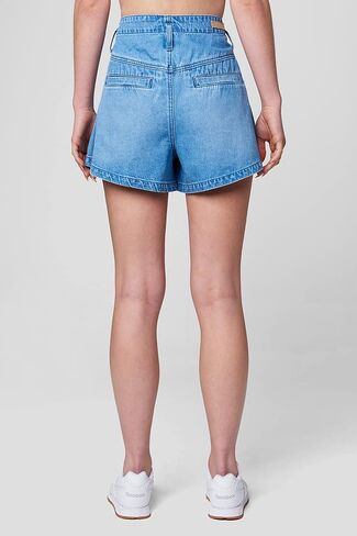 [BLANKNYC] Womens Luxury Clothing Denim Flare Shorts with Yoke and Pleat Details, Comfortable & Stylish in Saudi Arabia