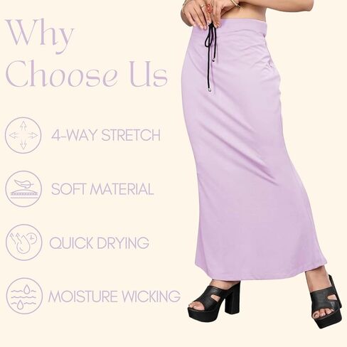 Smizzy Lycra Adjustable Indian Saree Shapewear for Women Petticoat Smooth Curve Peticote Innerwear for Ladies,Lavender (XL) in Kuwait