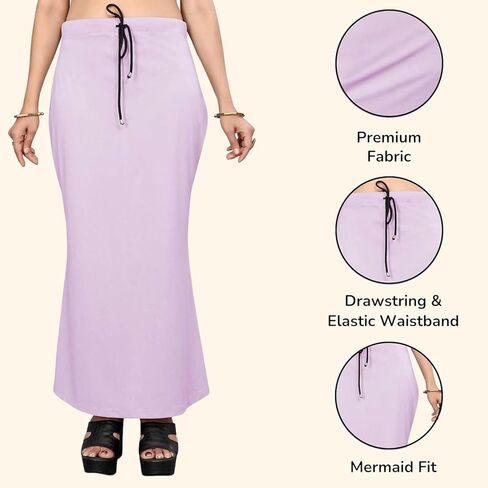 Smizzy Lycra Adjustable Indian Saree Shapewear for Women Petticoat Smooth Curve Peticote Innerwear for Ladies,Lavender (XL) in Kuwait