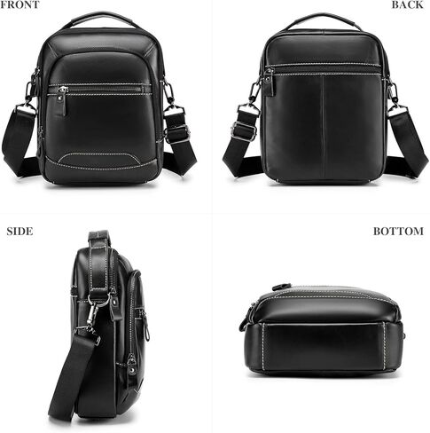 BAIGIO Men's Genuine Leather Shoulder Bag Messenger Briefcase CrossBody Handbag Satchel Travel bag Sling Casual Day Pack in Kuwait