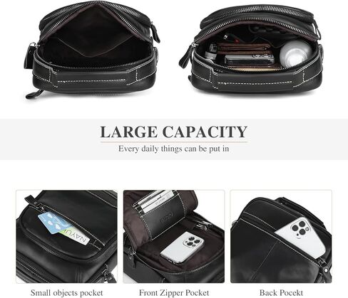 BAIGIO Men's Genuine Leather Shoulder Bag Messenger Briefcase CrossBody Handbag Satchel Travel bag Sling Casual Day Pack in Kuwait